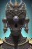 Placeholder: black male African alien, cracks in the voodoo head, wicked, diamond eyes, crown, blood, 8k, finely detailed, photo realistic, leopard style turquoise skull head gold dragon space alien rain skeleton gold teeth silver crown silver space suit spaceships