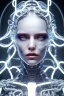 Placeholder: cyberpunk, head, women, portrai, tron, cyborg, robot, cyborg, white hair, seven , perfekt, real, dream, hr giger