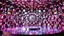Placeholder: a stage structure made of mandelbulb 3d fractal made of metallic random color miror surface cubes , pertty artistc background