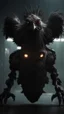 Placeholder: chicken monster robot with eerie lighting and a haunting atmosphere , photo / ultra realistic cinematic