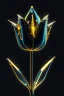 Placeholder: unzoom, centered, Crystal black tulip element shape, glass golden neon, cool gold, delicate science and technology sense line, black background, movie sense, HD, detailed light, cinematic, high detail, 4k, cyberpunk, 3d rendering, 32k , hyper detailed, magical and epic, epic light, the most perfect and beautiful image ever created, image taken with the Sony A7SIII camera, many details 8k speed effect (cinemagraphs) Phi Phenomenon (Mark Wertheimer)