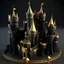 Placeholder: A high detailed 3d render of a fantasy black and gold castle.