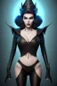 Placeholder: Lene Nystrøm as evil queen in black leather, busty, cleavage, voluptuous, Aqua Lene, angry, stern look. character design by cory loftis, fenghua zhong, ryohei hase, ismail inceoglu and ruan jia. unreal engine 5, artistic lighting, highly detailed, photorealistic, fantasy