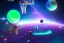 Placeholder: Aliens Playing Basketball In Outer Space On A Floating Comet, neon, neon lighting, cyberpunk, hyper detailed, hyper realistic,