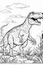 Placeholder: A coloring page, white backgrounda scene of a parent T-Rex providing guidance and support to its offspring as they navigate through their surroundings, with the parent offering encouragement and reassurance.. ink drawing clipart, simple line illustrations, colored