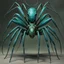 Placeholder: [photorealistic, greenish-blueish, half-woman] the Arachnomorph Queen, a monstrous hybrid that seemed to defy the laws of nature.Her upper torso was that of an elegant woman, but her lower body morphed seamlessly into a grotesque spider's abdomen. The eight spindly legs that supported her colossal form ended in razor-sharp pikes, glinting ominously in the dim light. The queen's eyes, like shards of obsidian, fixed upon the intruders with a malevolent intelligence. Brain, zombie, skull and the li