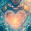 Placeholder: A portrait of a crystalised heart big good drawled hands, atmospheric, realistic, unreal engine cosmic galactic, cinematic lighting, octane render, yellow blue colors, transparent, cosmic ambiance, masterpiece, art by Yoji Shinkawa, composing fit inside