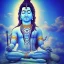 Placeholder: lord shiva meditating in the air, ultra realistic photo, blue colour, high key lighting, volumetric light high details psychedelic background