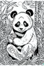 Placeholder: DRAW TO COLORING OF A PANDA WITH A BAMBOO BACKGROUND, CARTOON STYLE, LOW DETAILS, THICK LINES, NO SHADING, NO COLOR