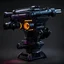 Placeholder: cyberpunk whirring minigun, black background