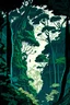 Placeholder: a forest entire with sky views among green trees and climber plant fantasy world less contrast art drawing