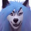 Placeholder: wolf furry digital art blue hair only face