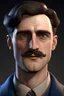 Placeholder: A 26 year old man from 1920s and post-war doctor, Edward is a young man on the taller side with weary blue eyes and short brown hair, well trimmed moustache and a small cut on his lip. Realistic Grimdark