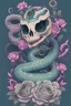 Placeholder: Kawaii Pastel Goth Cute Creepy Skull Serpent Snake Roses high detailed, 4k resolution, digital paiting, cute, art, no background vector