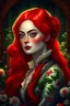 Placeholder: Somatou Style, European Features, Nanette Fluhr, Gustave courbet style , Lindsay Lohan red hair teenager, Digital art anime, the scene is depicted in a realistic style, Portrait, with a somber sort of elegance, Victorian-inspired illustrations, elegant lines and shading, Floral accents, Regal background, Dark fantasy art , Supernatural Mystery