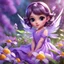 Placeholder: A little girl, with wings, adorable, big beautiful eyes, in a lilac dress, in lilac flowers, cartoon, chibi, close-up, bright colours, digital graphics, fantasy, unreal engine, blender art by artgerm, perfect composition, octane rendering, masterpiece, sharp focus, high detail, art station, concept art, perfect composition, a model of ultra-high quality and clarity, perfect play of light and shadow, 32k UHD, hyper-detailing, complex artistic maste