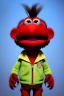 Placeholder: Waist up muppet Portrait, Nicolas maduro muppet doll, tracksuit red blue and yellow, mustache, photo studio, red background, unreal engine 5, concept art, art station, ray tracing, lumen lighting, ultra detail, volumetric lighting, 3d.