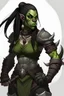 Placeholder: huge female orc dark braided ponytail barbarian dnd