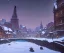 Placeholder: A snowy warlock town with river canals and a magical Christmas tree