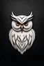 Placeholder: logo design, bunchy, 3d lighting, white owl, highly detailed face, cut off, symmetrical, friendly, minimal, round, simple, cute