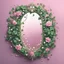 Placeholder: Create an Artwork of a Mirror with ivy branches and pearls necklace, Like a creative Logo for a Varasity Jacket to put a random number uin it, illustration. Colors should be pink and green