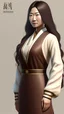 Placeholder: 4K Photorealism : 30 year old Asian woman with a full body with a proportional body, symmetrical face, precise clean brown eyes, long flowing hair, precise chest accentuation, showing typical Japanese clothing