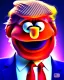 Placeholder: Portrait, Donald trump muppet, unreal engine 5, god lights, Sesame Street style, retro style, ray tracing, RTX, lumen lighting, ultra detail, volumetric lighting, 3d.