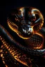Placeholder: cobra snake with skin glowing and battle scars
