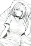 Placeholder: girl on a hospital bed, line arts, greyscale,