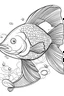 Placeholder: outline art for Fish coloring pages with sitch, white background, Sketch style, full body, only use outline, dementia patients style, clean line art, white background, no shadows and clear and well outlined.