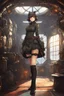 Placeholder: Anime girl dieselPunk, full body, background made engin room of the ship,