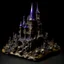 Placeholder: A dark purple castle made out of bones painted by Gustave Courbet