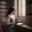 Placeholder: studying girl in library, ultra detail, curl hair, realistic photo, unreal engine, cinematic lighting --ar 1:1 creative