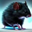 Placeholder: All Black Field mouse, cartoon, dark, high definition, ultra 8 k, volumetric lighting, blue fire,