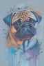 Placeholder: Abstract wet watercolour, portrait of a pug