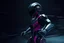 Placeholder: A hyper-realistic 3D Dynamic motion, intense jet black, pure black, deep shadows. A dazzling magenta droid mechanic, sleek metallic body, precise joints. Digital painting, futuristic robot, blurred lines, action poses