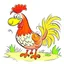 Placeholder: children's drawing of rooster style cartoon