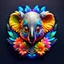 Placeholder: logo design, complex, trippy, bunchy, 3d lighting, 3d, koala, realistic head, colorful, floral, flowers, cut out, modern, symmetrical, center, abstract