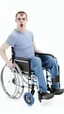 Placeholder: person with developmental disabilities, mental retardation on wheelchair being pushed about