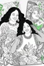 Placeholder: Design a set of delightful coloring pages celebrating the beauty and diversity of black curvy women surrounded by a lush floral background. These coloring pages should encourage creativity and self-expression.