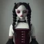 Placeholder: Jenna ortega as wednesday addams with wednesday addams dress,soft libstick, wednesday addams make up, overknee socks, dramatic lighting, highly detailed oil painting, volumetric lighting