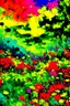 Placeholder: A field of colorful flower, the return to innocence, abstract, weird, childlike, chaos80, colors splash