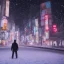 Placeholder: foto tirada por tras de um homem solitário, nas ruas de tokyo, na neve de noite