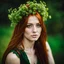 Placeholder: Portrait of a young girl aged 18, long red hair and green eyes