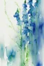 Placeholder: Abstract wet watercolour, blue green stalks delphiniums, not cropped