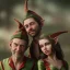 Placeholder: two elves. woman and man. Christmas scene. photorealistic. low-key