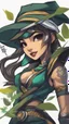 Placeholder: bits of color, furistic Sketch book, hand drawn, dark, gritty, realistic sketch, Rough sketch, mix of bold dark lines and loose lines, bold lines, on paper, akali, ninja girl, league of legends, leaves, animals, runes, dark theme,