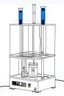 Placeholder: draw image of the experimental setup for electrolysis of color solution, showing electrodes dipped in a beaker, electrical wire, and dc power supply.