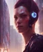 Placeholder: A close up portrait of a cute women in a cyberpunk city by Greg Rutkowski, close up, portrait,