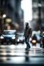 Placeholder: man walking in the streets while stuck in his car ,shot on Hasselblad h6d-400c, zeiss prime lens, bokeh like f/0.8, tilt-shift lens 8k, high detail, smooth render, down-light, unreal engine, prize winning